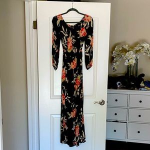 Hawaiian floral print maxi dress